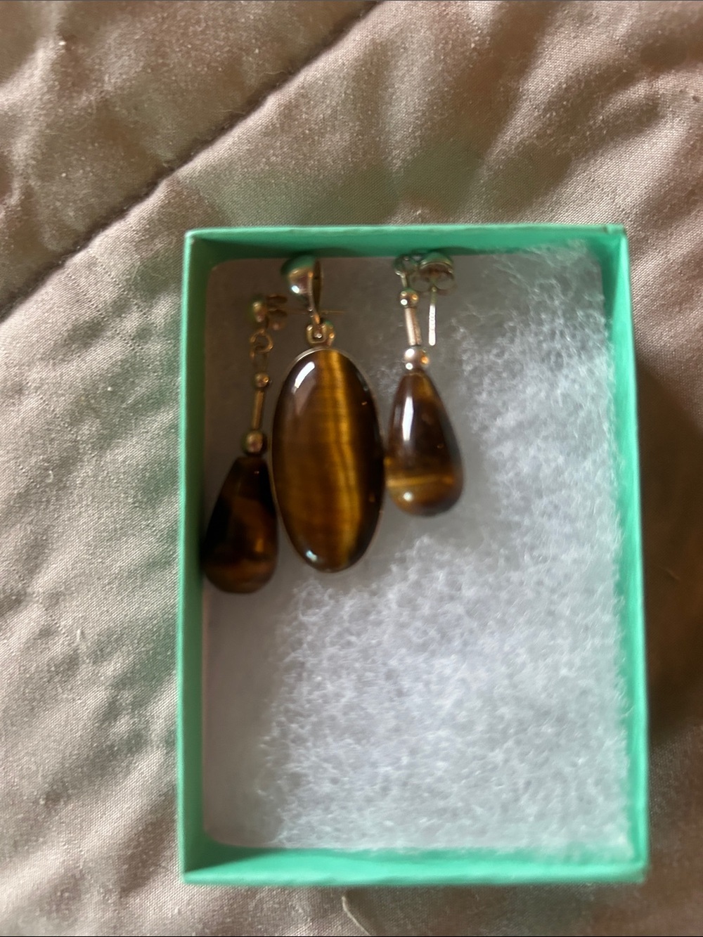Tiger Eye Brown Drop Earrings - Polished Gemstone Style